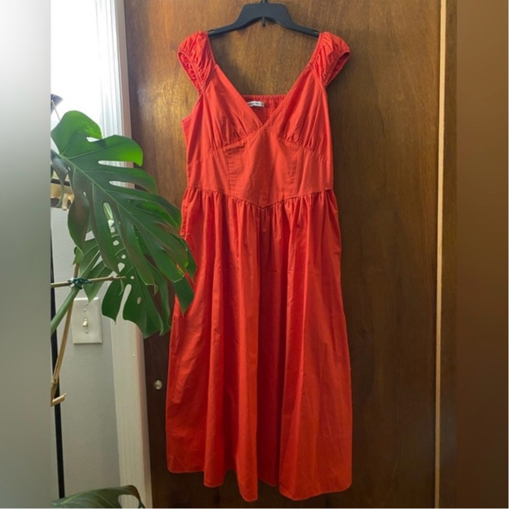 Abercrombie red corset midi dress